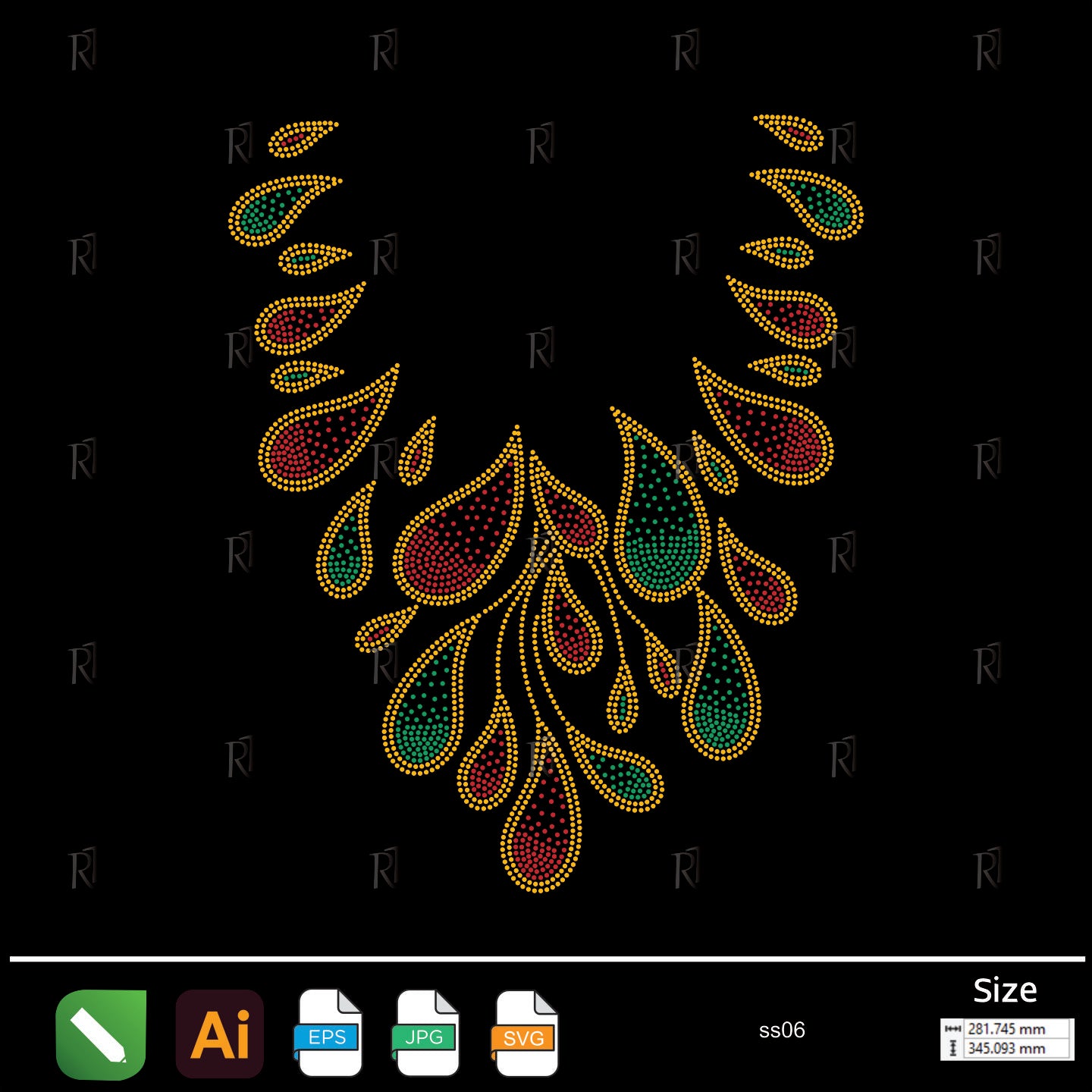 Golden Necklace Drop Rhinestone – Premium Rhinestone Design by Rhinestone1