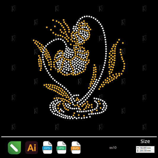 Seashell Heart Splash Rhinestone – Premium Rhinestone Design by Rhinestone1