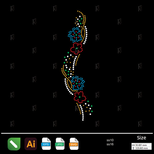 Colorful Curved Blossom Strip Rhinestone – Premium Rhinestone Design by Rhinestone1