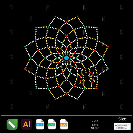 Geometric Star Mandala Rhinestone – Premium Rhinestone Design by Rhinestone1