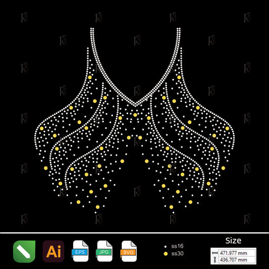 Flowing Rhinestone Waves Collar – Premium Rhinestone Design by Rhinestone1