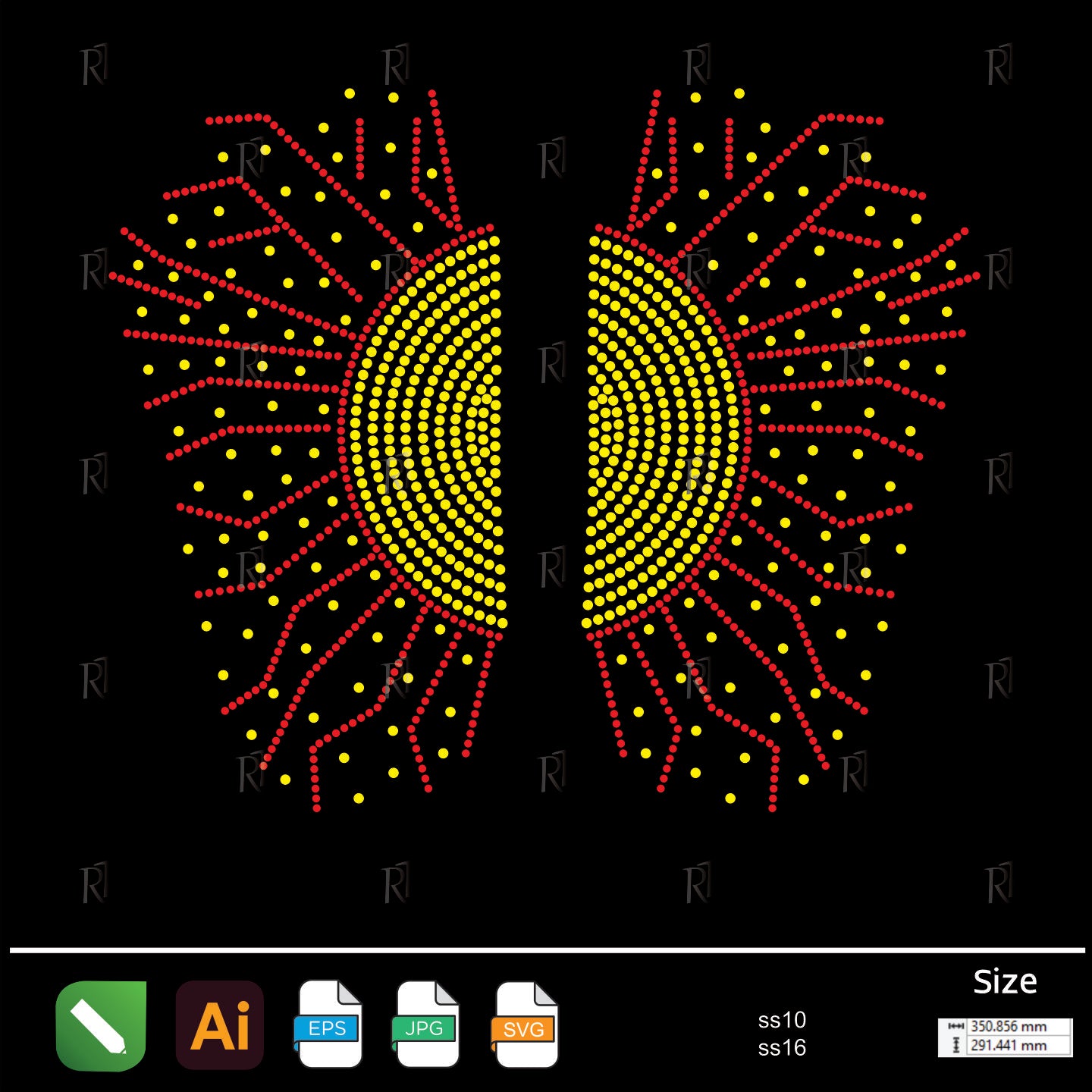 Half Sun Burst Rhinestone – Premium Rhinestone Design by Rhinestone1