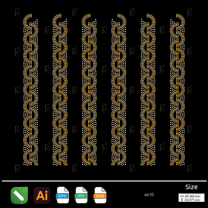 Linked Chain Border Rhinestone1 – Premium Rhinestone Design by Rhinestone1