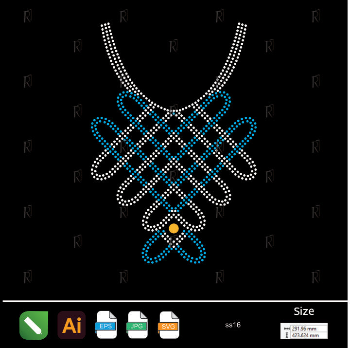 Elegant Lattice Neckline Rhinestone – Premium Rhinestone Design by Rhinestone1