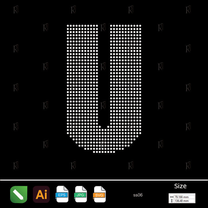 Rhinestone Letter U Bold – Premium Rhinestone Design by Rhinestone1