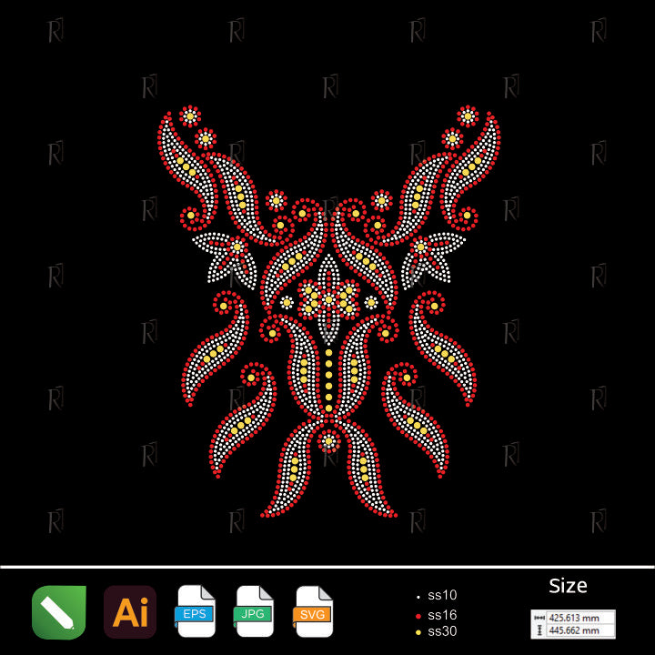 Floral Flames Elegance – Premium Rhinestone Design by Rhinestone1