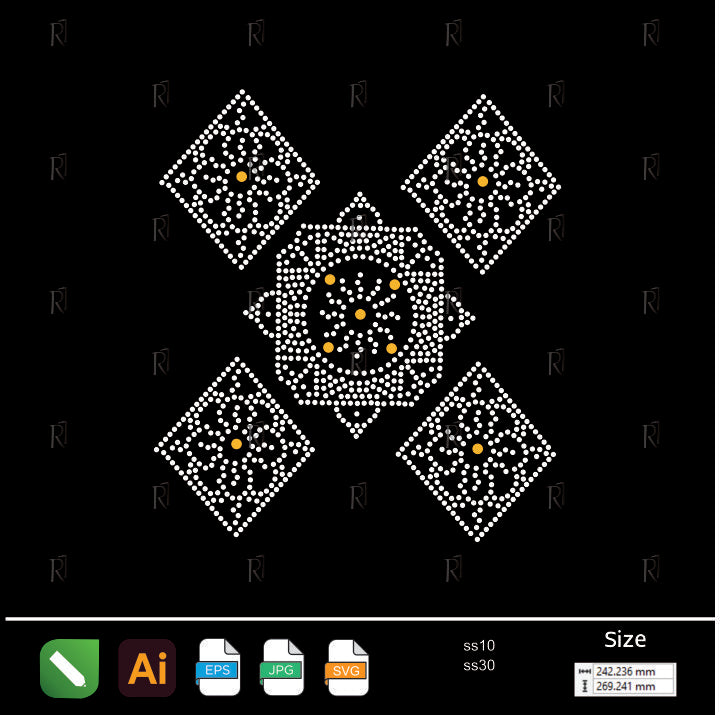 Geometric Bloom Rhinestone Pattern – Premium Rhinestone Design by Rhinestone1