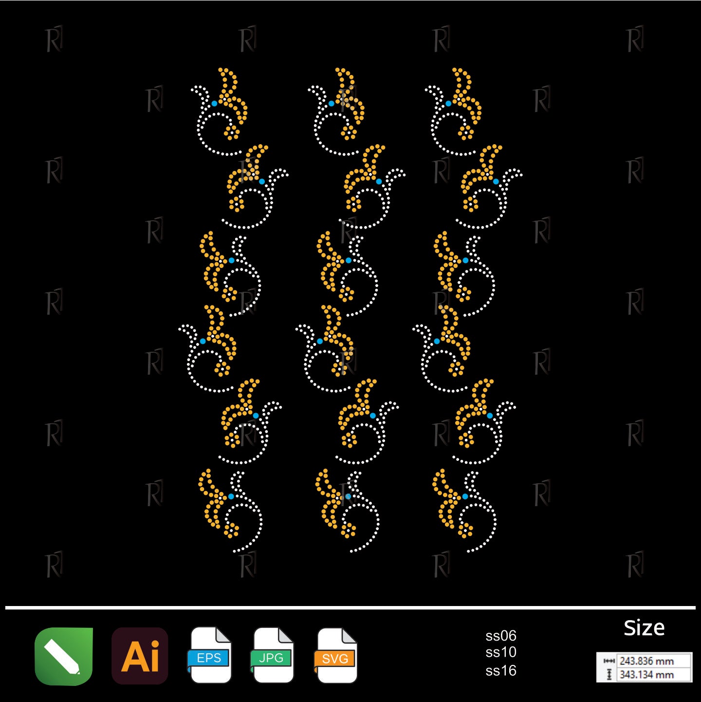 Golden Vine Repeats Rhinestone – Premium Rhinestone Design by Rhinestone1