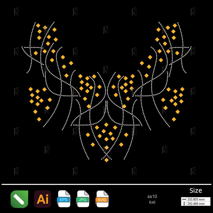 Golden Diamond Interlace Collar Rhinestone – Premium Rhinestone Design by Rhinestone1