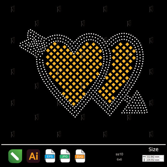 Double Hearts Arrow Rhinestone – Premium Rhinestone Design by Rhinestone1