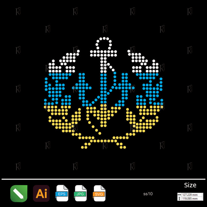 Nautical Crest Rhinestone Emblem – Premium Rhinestone Design by Rhinestone1
