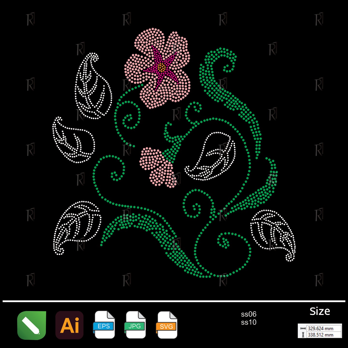 Blooming Vines Floral Rhinestone – Premium Rhinestone Design by Rhinestone1