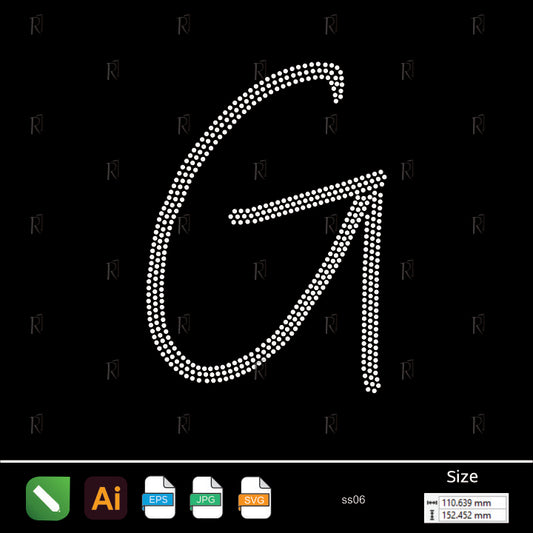Rhinestone Letter G Script – Premium Rhinestone Design by Rhinestone1