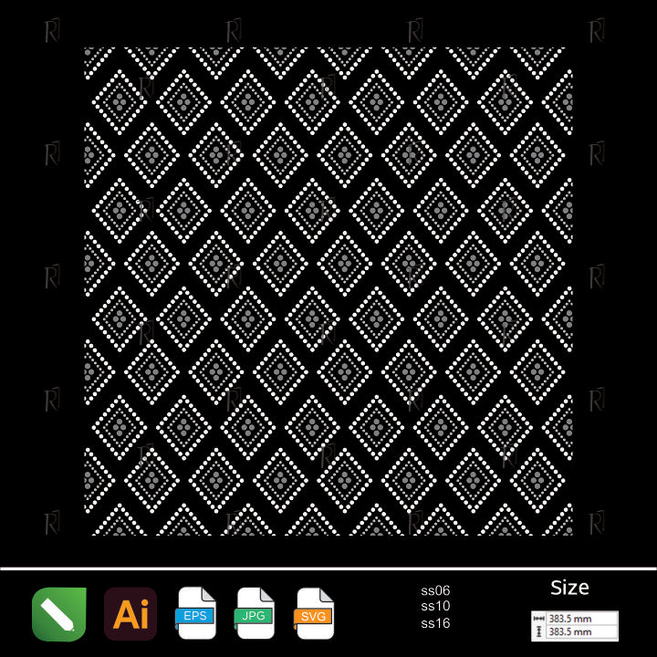 Nested Diamond Layers Rhinestone Pattern – Premium Rhinestone Design by Rhinestone1