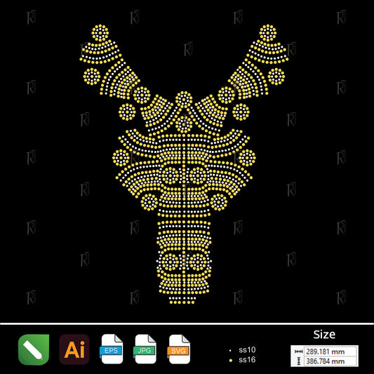 Tribal Horn Mask Rhinestone – Premium Rhinestone Design by Rhinestone1