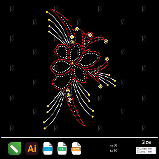 Radiant Floral Curve Rhinestone – Premium Rhinestone Design by Rhinestone1