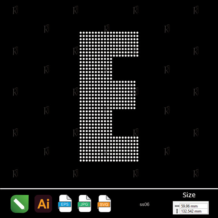 Rhinestone Letter E Bold – Premium Rhinestone Design by Rhinestone1
