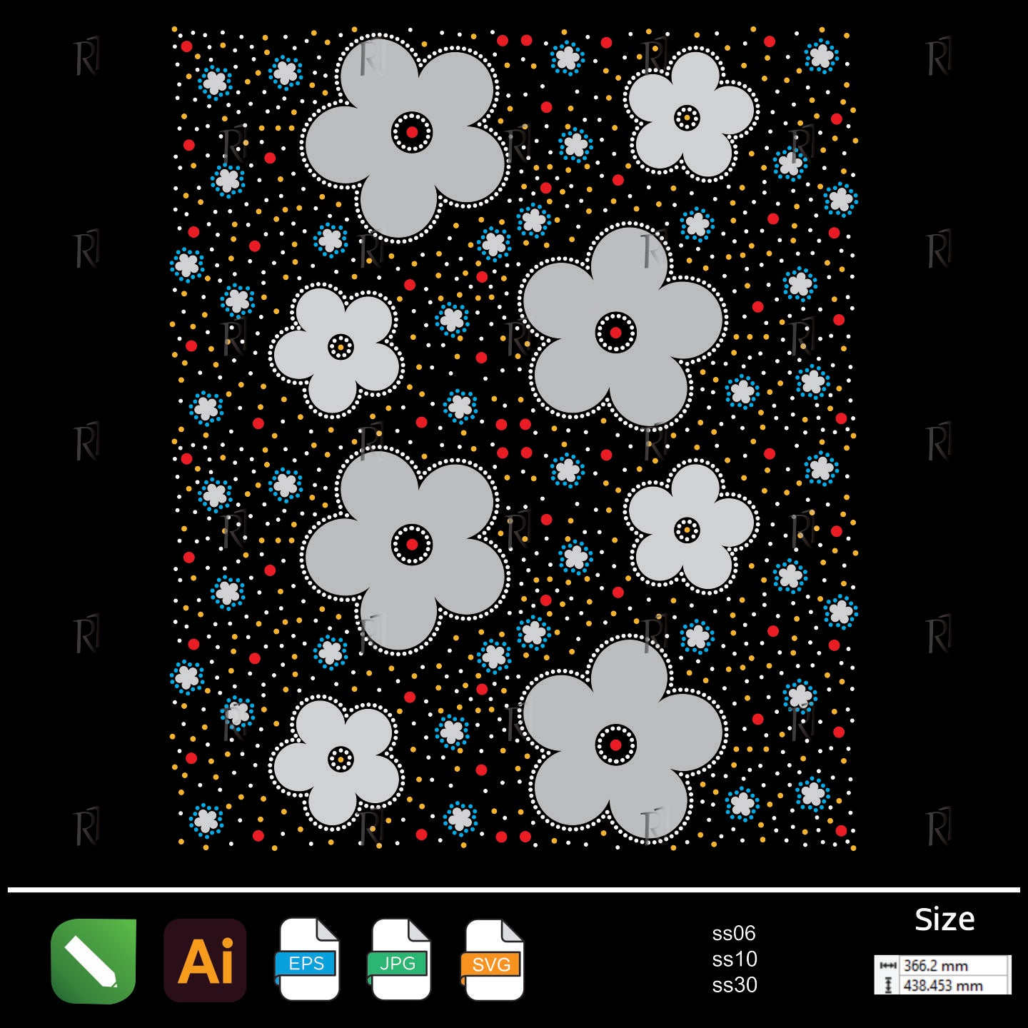Colorful Floral Pattern Rhinestone – Premium Rhinestone Design by Rhinestone1