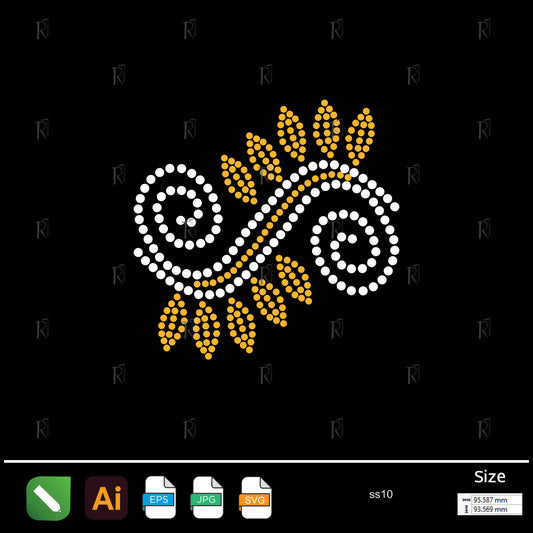 Spiral Leaves Ornament Rhinestone – Premium Rhinestone Design by Rhinestone1