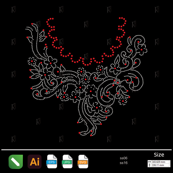 Ornate Floral Red Accent Collar Rhinestone – Premium Rhinestone Design by Rhinestone1