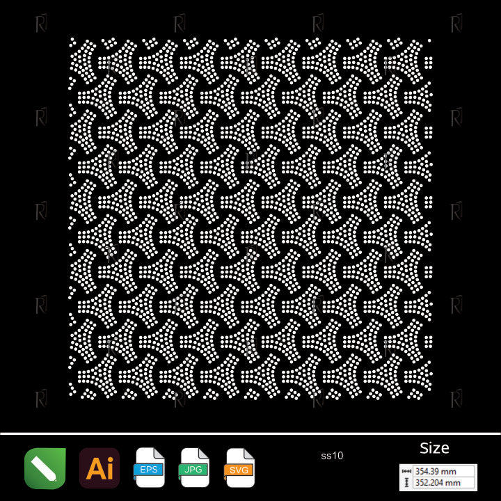 Interwoven Star Tessellation Rhinestone Pattern – Premium Rhinestone Design by Rhinestone1