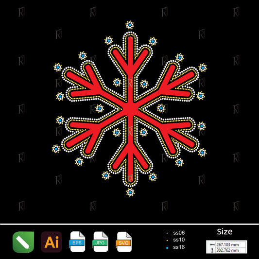 Crimson Snowflake Spark – Premium Rhinestone Design by Rhinestone1