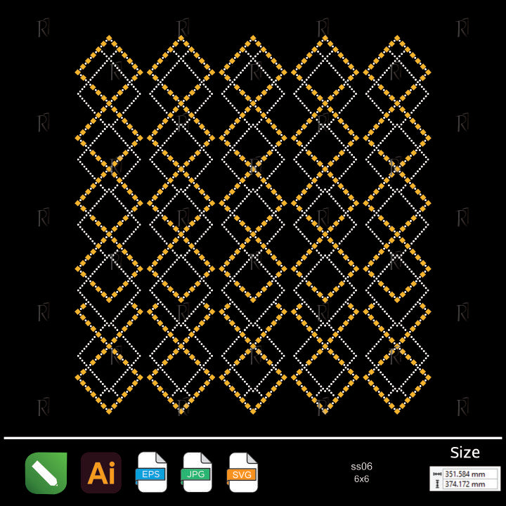 Interlaced Golden Square Grid Rhinestone – Premium Rhinestone Design by Rhinestone1