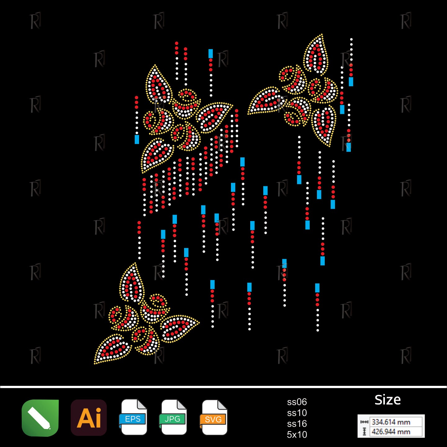 Cascading Petal Rain – Premium Rhinestone Design by Rhinestone1
