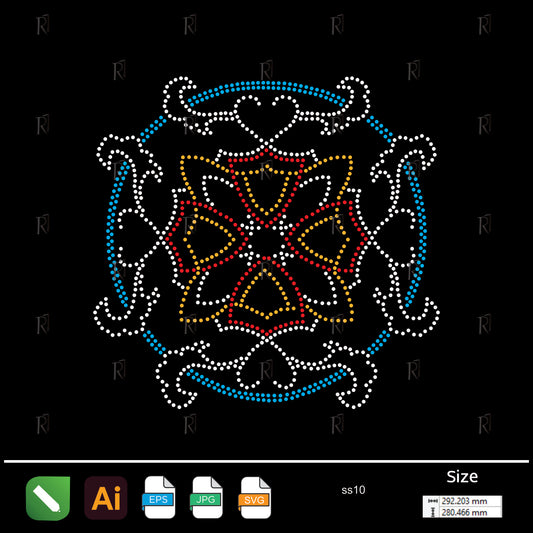 Mandala Bloom Rhinestone Design – Premium Rhinestone Design by Rhinestone1