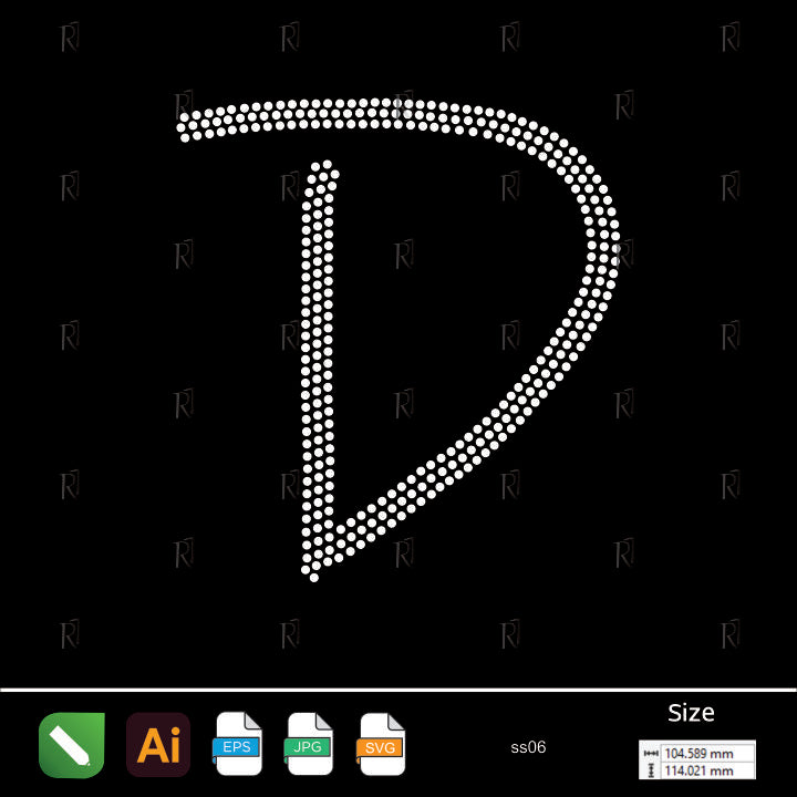 Rhinestone Letter D Script – Premium Rhinestone Design by Rhinestone1