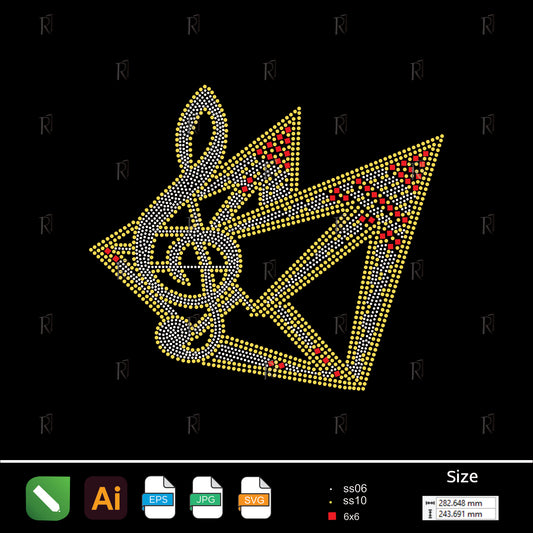 Musical Note Geometric Rhinestone Design – Premium Rhinestone Design by Rhinestone1