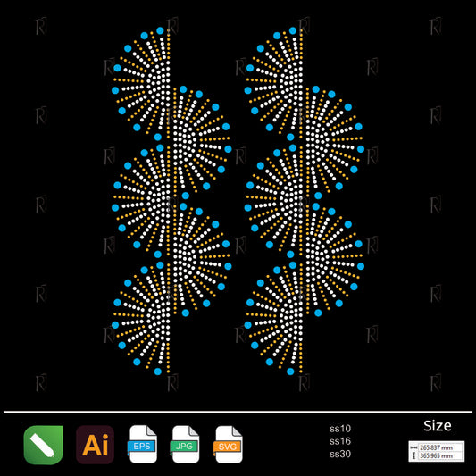 Spiral Fan Border Rhinestone – Premium Rhinestone Design by Rhinestone1