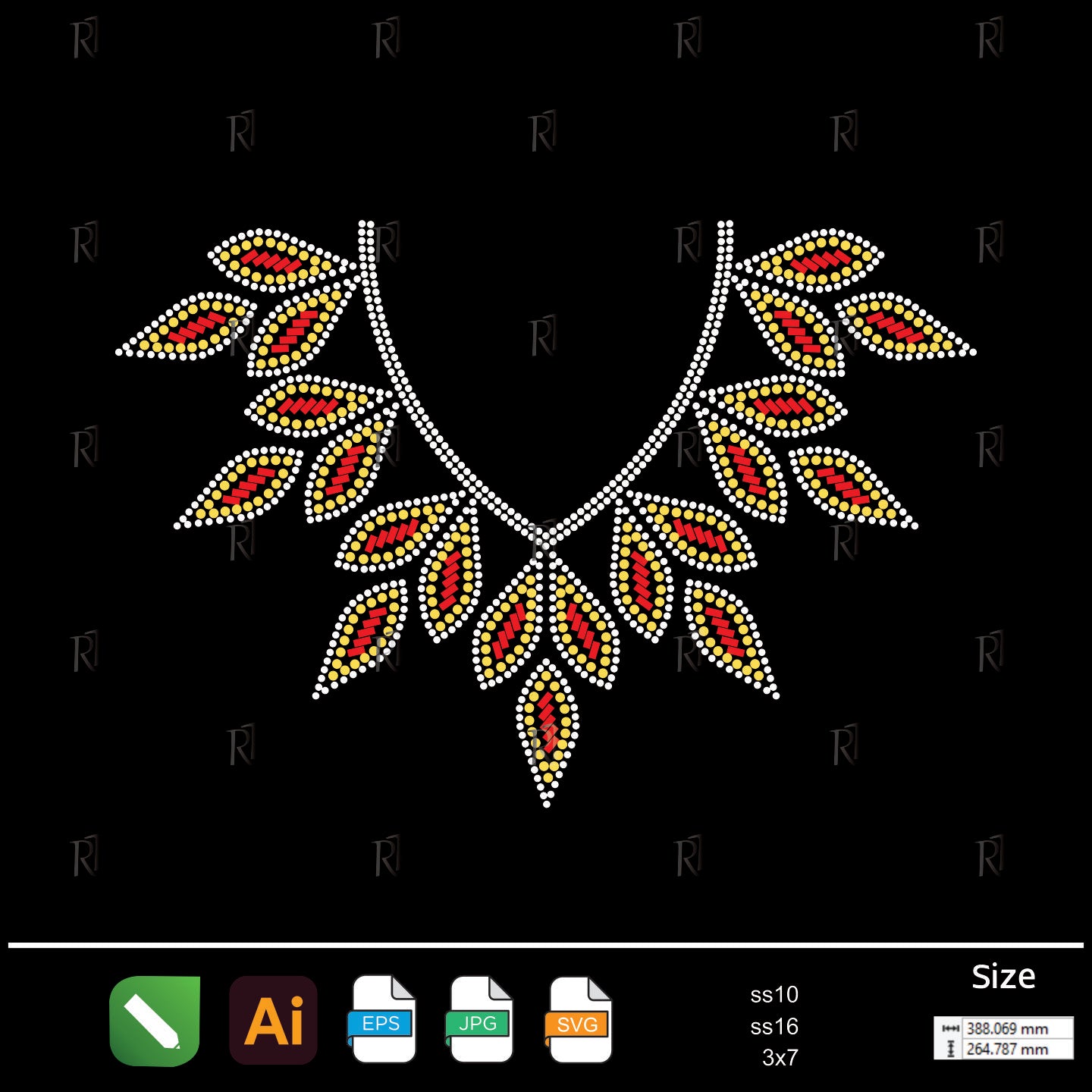 Flaming Leaf Collar Rhinestone – Premium Rhinestone Design by Rhinestone1