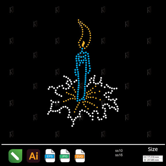 Sparkling Candle Rhinestone – Premium Rhinestone Design by Rhinestone1