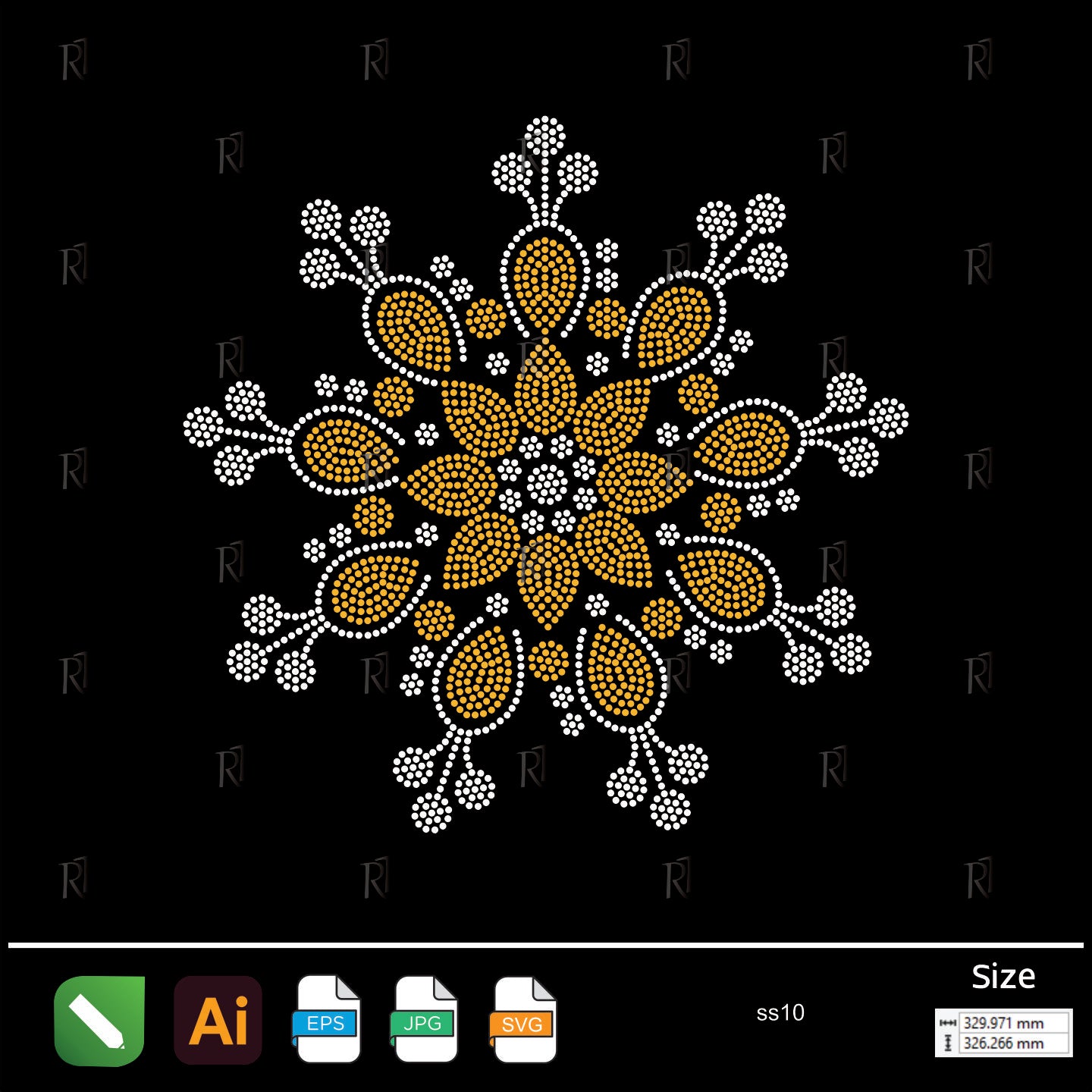 Golden Petal Medallion Rhinestone – Premium Rhinestone Design by Rhinestone1