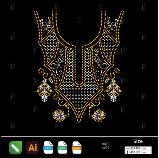Regal Ornate Neckline Rhinestone – Premium Rhinestone Design by Rhinestone1
