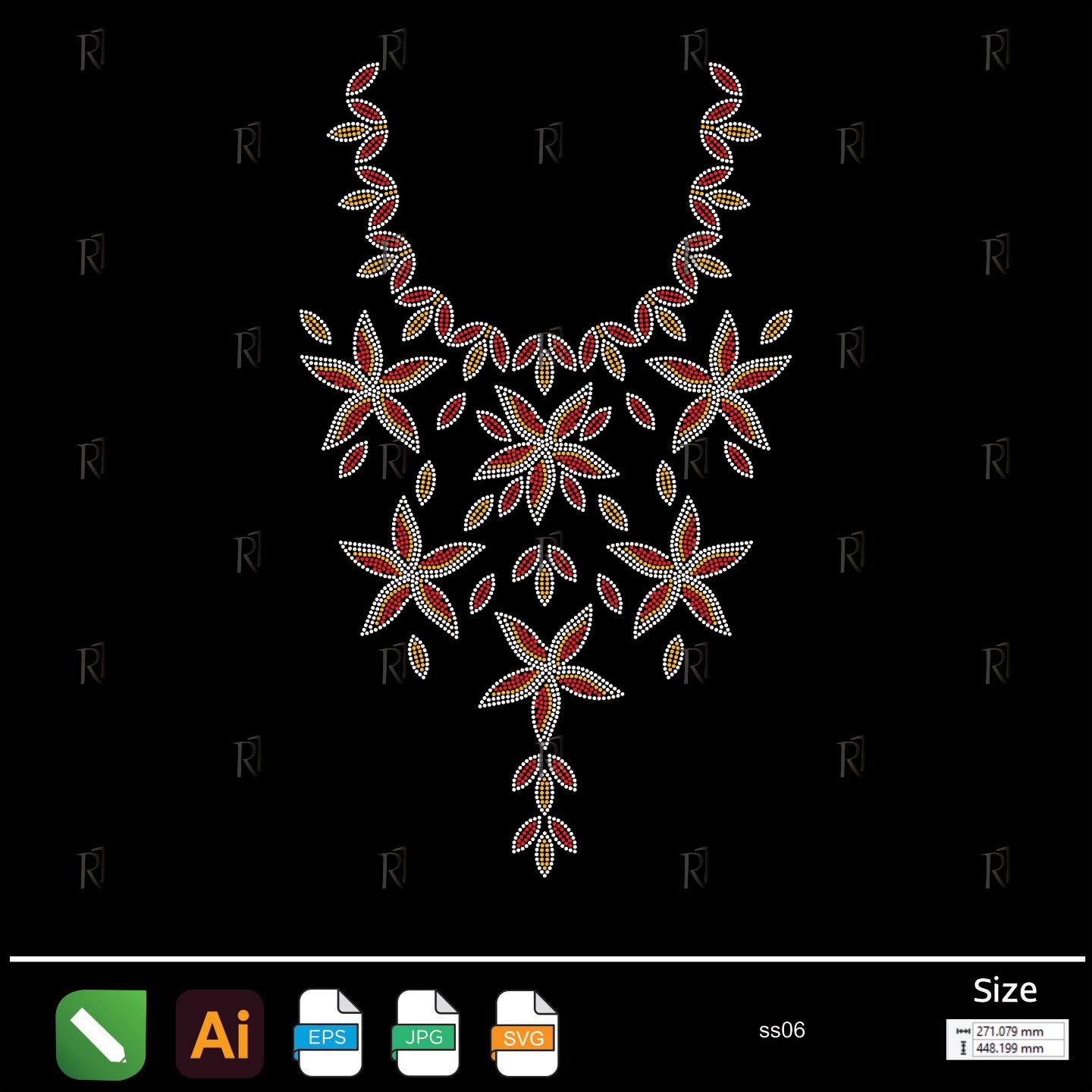 Fiery Floral Star Necklace Rhinestone – Premium Rhinestone Design by Rhinestone1