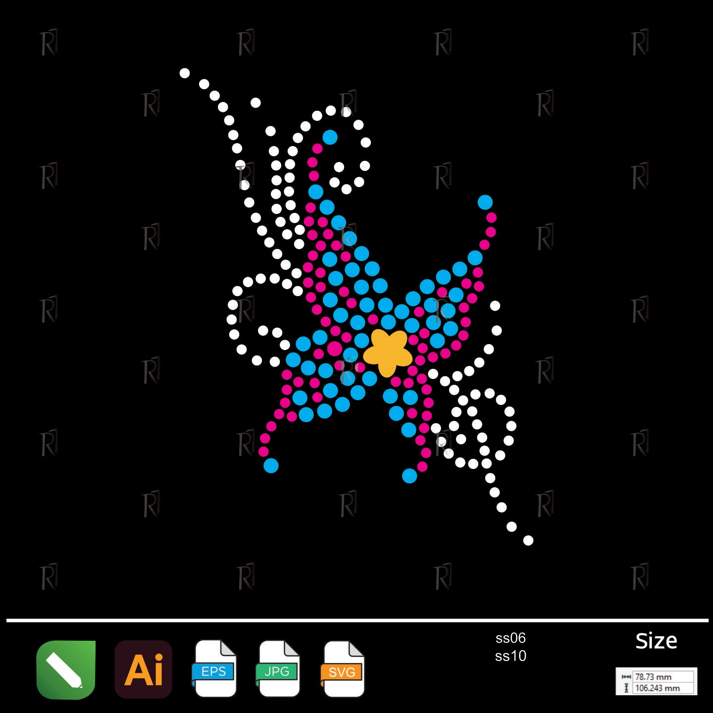 Colorful Floral Rhinestone – Premium Rhinestone Design by Rhinestone1
