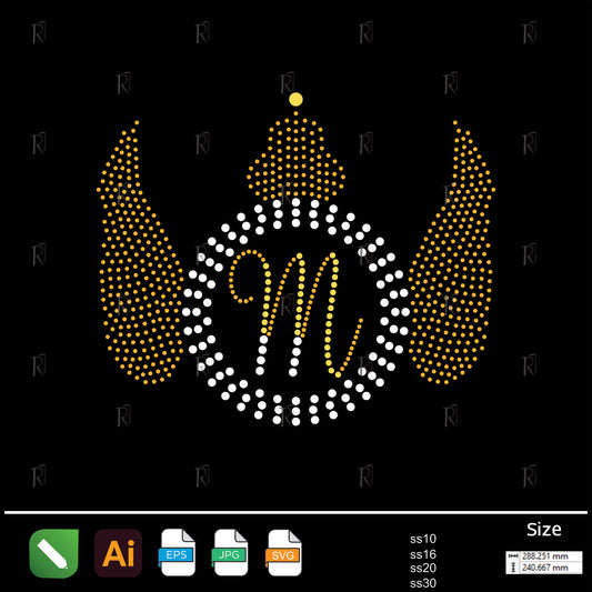 Royal M Crown Wings Rhinestone – Premium Rhinestone Design by Rhinestone1
