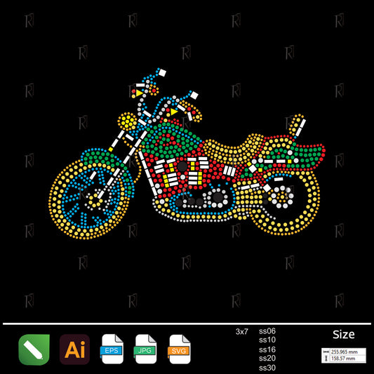 Colorful Chopper Ride Rhinestone – Premium Rhinestone Design by Rhinestone1
