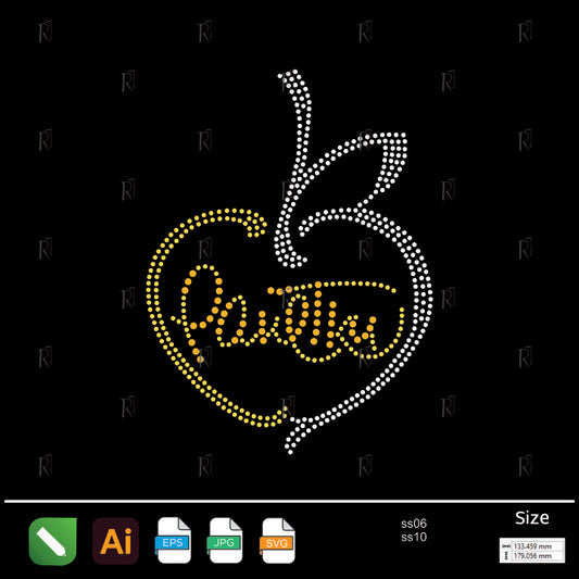 Fruity Heart Text Rhinestone – Premium Rhinestone Design by Rhinestone1