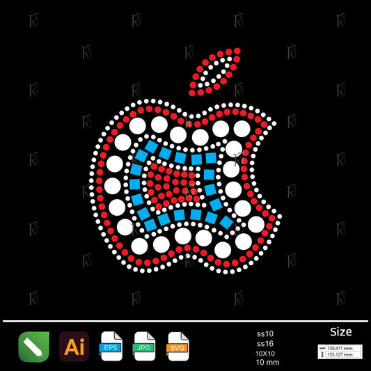 Abstract Apple Bite Rhinestone Design – Premium Rhinestone Design by Rhinestone1
