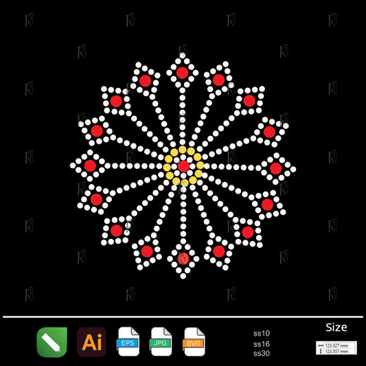 Petal Starburst Mandala Rhinestone – Premium Rhinestone Design by Rhinestone1