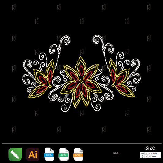 Triple Bloom Cluster Rhinestone – Premium Rhinestone Design by Rhinestone1