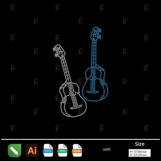 Double Guitar Rhinestone Design – Premium Rhinestone Design by Rhinestone1