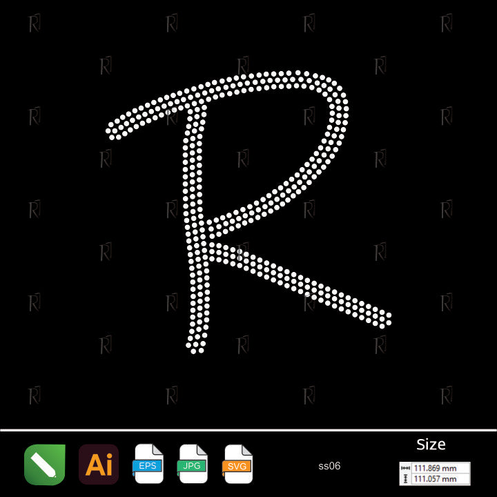 Rhinestone Letter R Script – Premium Rhinestone Design by Rhinestone1
