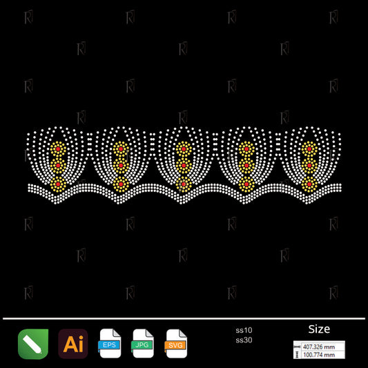 Golden Fringe Rhinestone Border – Premium Rhinestone Design by Rhinestone1