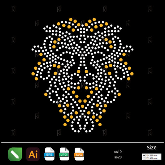 Regal Lion Face Rhinestone – Premium Rhinestone Design by Rhinestone1