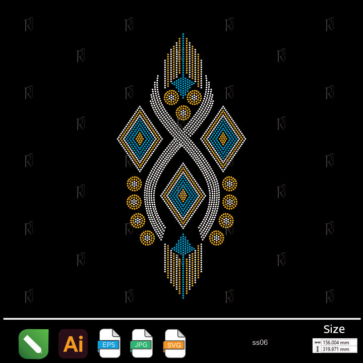 Diamond Geometry Rhinestone Motif – Premium Rhinestone Design by Rhinestone1