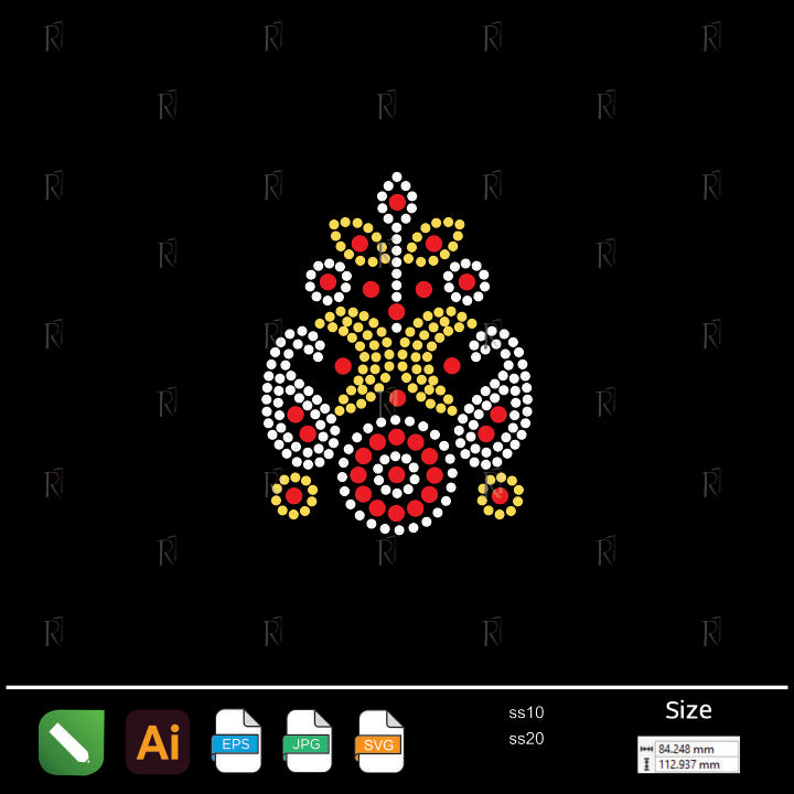 Vintage Bloom Rhinestone Motif – Premium Rhinestone Design by Rhinestone1